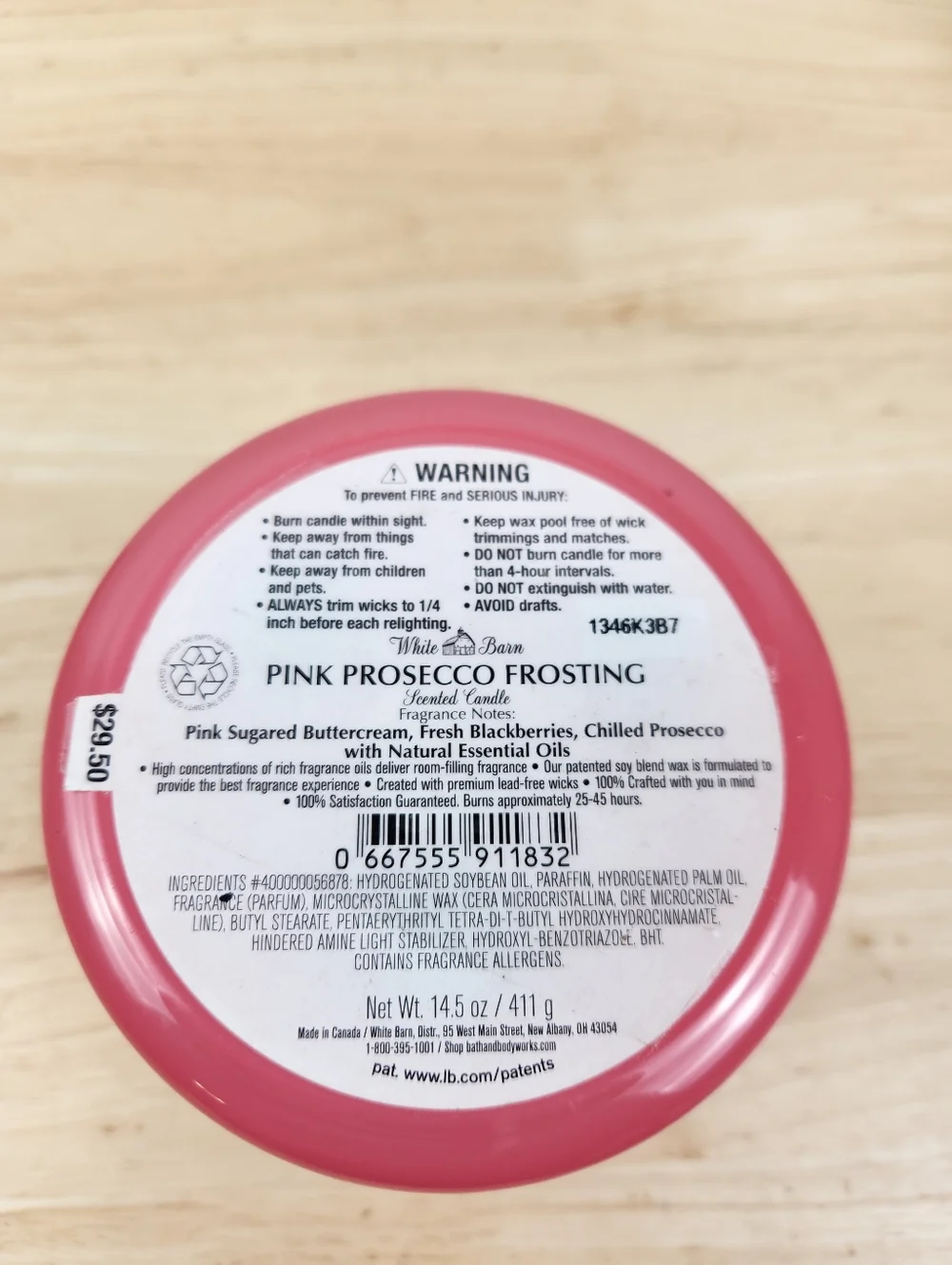 Bath & Body Works Pink Prosecco Frosting 3 Wick Scented Candle 14.5 oz Glass Lid - Picture 5 of 5